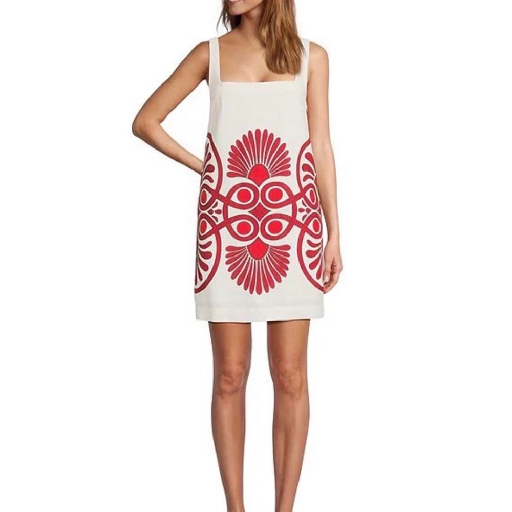 Antonio Melani printed linen blend square neckline dress
